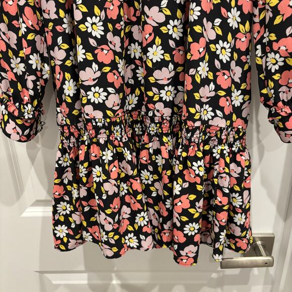 Kate Spade Road Trip Floral Shift Dress NWOT Chic Feminine Smocked Ruffle Dress - Picture 4 of 10